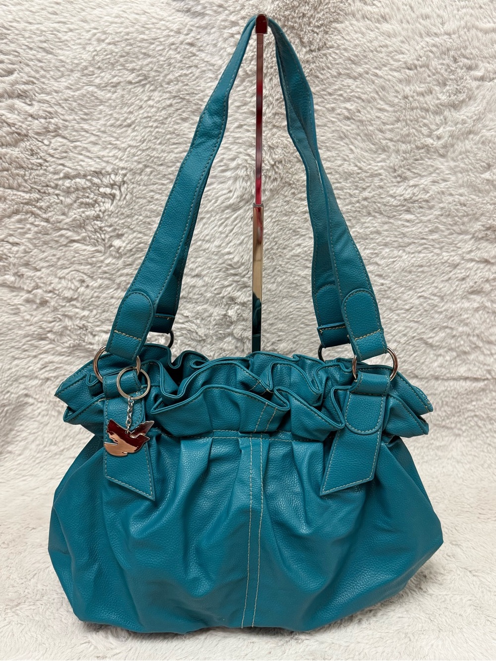 Selena Gomez Teal Ruffled-Top Shoulder Bag- Dream Out Loud Collection - Picture 2 of 14